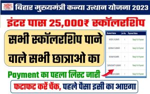 Bihar Board Inter 25000 Scholarship 2023 Payment List 