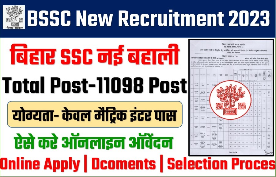 BSSC Bihar 10+2 Inter Level Recruitment 2023: बिहार Ssc मे 11098 पदो पर ...