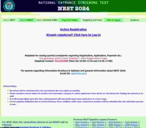 NEST Online Registration 2024