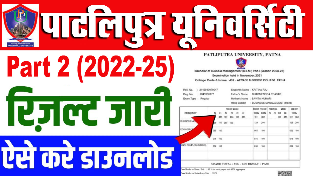 Patliputra University Part 2 Result 2022-25