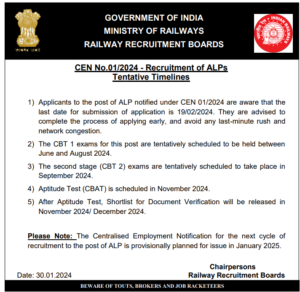 RRB ALP Admit Card 2024 - (Out) असिस्टेंट लोको पायलट की परीक्षा के लिए परीक्षा तिथि घोषित, इस दिन जारी होगा एडमिट कार्ड RRB ALP Exam Date 2024