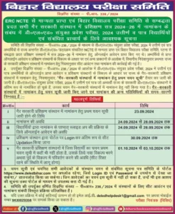 Bihar Deled Private College Merit List 2024 